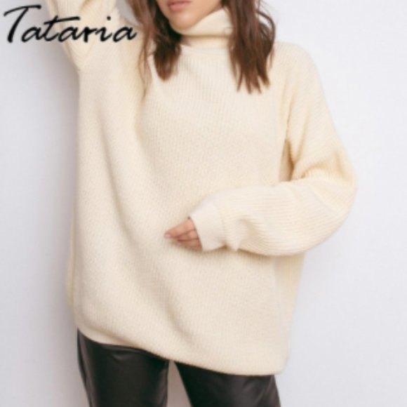 Oversize Turtleneck Autumn Winter 2021 Long Sweaters